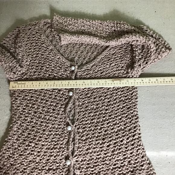 Cream Cloth Women Crochet Sweater With Pearl Button Detail Sz XL EUC Runs Small - Picture 6 of 12